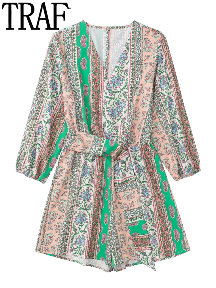 TRAF Printed Female Jumpsuit Knot Buckle Short Jumpsuit Woman Summer Long Puff Sleeve Rompers Playsuits Casual Holiday Outfits
TRAF Printed Female Jumpsuit Knot Buckle Short Jumpsuit Woman Summer Long Puff Sleeve Rompers Playsuits Casual Holiday Outfits