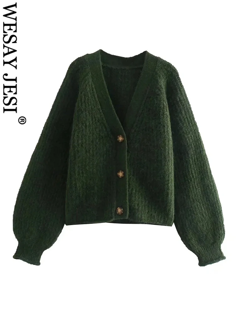 WESAY JESI Элегантный женский однобортный свитер с V-образным вырезом однотонный темно-зеленый модный Удобный Универсальный Повседневный Свобо... 
WESAY JESI Элегантный женский однобортный свитер с V-образным вырезом однотонный темно-зеленый модный Удобный Универсальный Повседневный Свобо...