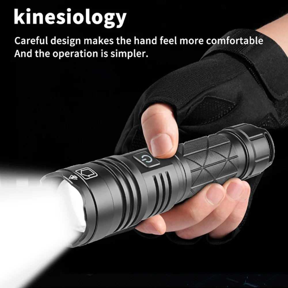 High Power XHP70 Rechargeable Led Flashlight 4 Core Torch Zoom Usb Hand Lantern For Camping, Outdoor & Emergency Use  
High Power XHP70 Rechargeable Led Flashlight 4 Core Torch Zoom Usb Hand Lantern For Camping, Outdoor & Emergency Use 