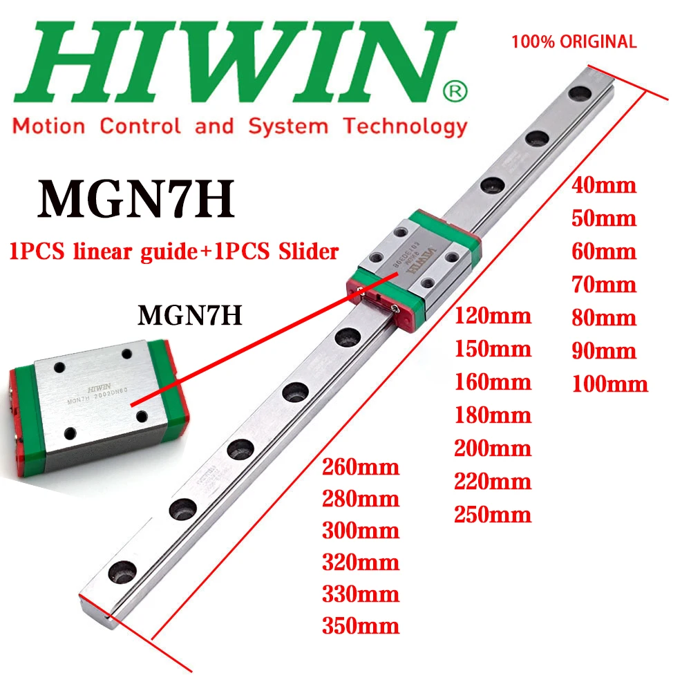Free Shipping HIWIN Genuine Miniature Linear Guide Rail MGN7+MGN7H Slider 40 50 60-100 120 150 200 250 300mm For 3D Printer CNC
Free Shipping HIWIN Genuine Miniature Linear Guide Rail MGN7+MGN7H Slider 40 50 60-100 120 150 200 250 300mm For 3D Printer CNC