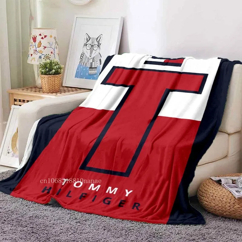 

Одеяло T-Tommy-hilfiger с принтом логотипа, теплое Фланелевое мягкое и удобное одеяло, домашнее дорожное одеяло, подарок на день рождения