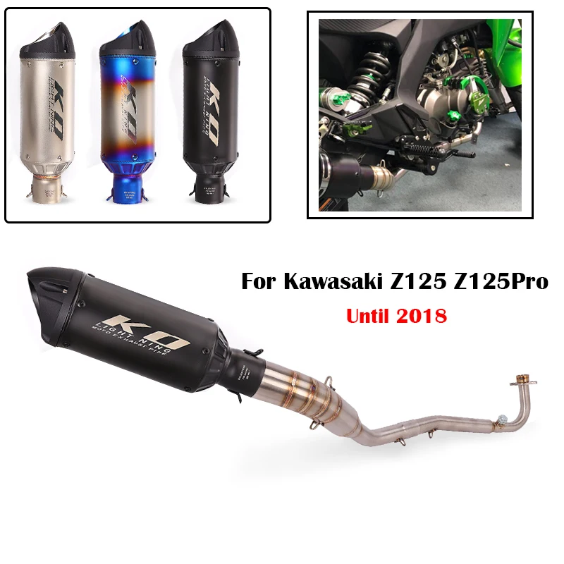 

For Kawasaki Z125 Z125Pro Until 2018 51mm Exhaust System Motorcycle Muffler Pipe Escape Tip Front Mid Connect Link Tube Slip On