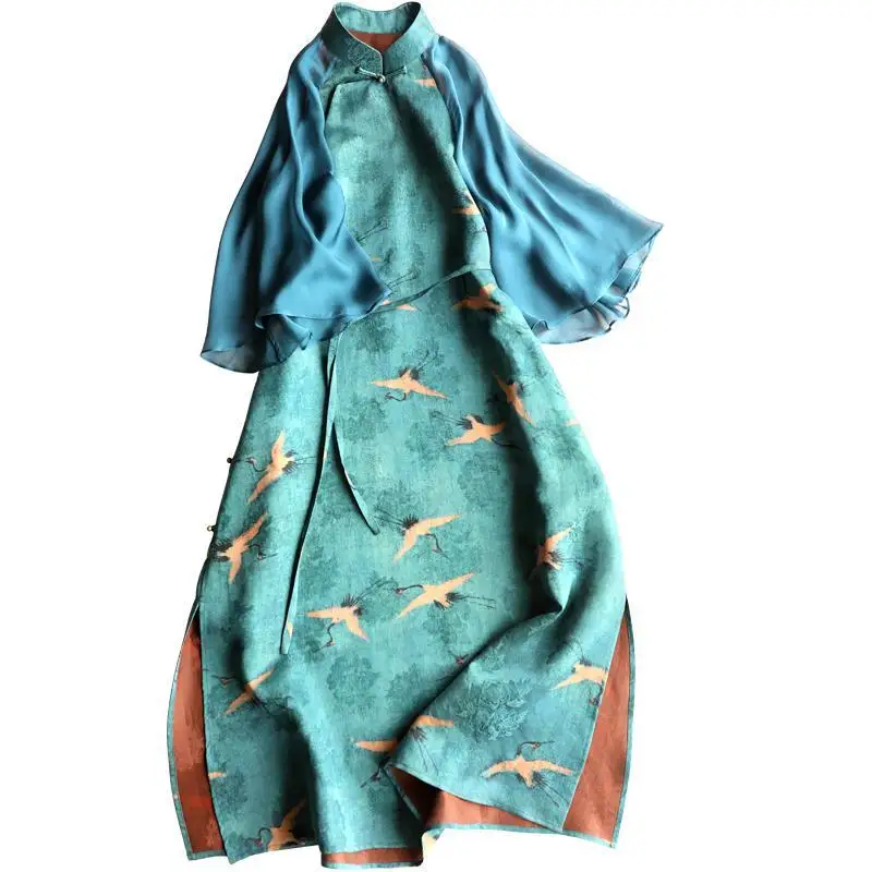 New Arrival Women Casual Stand Collar A-line Print Three Quarter Sleeve Dress Butterfly Sleeve Patchwork Mid-calf Dresses P350
New Arrival Women Casual Stand Collar A-line Print Three Quarter Sleeve Dress Butterfly Sleeve Patchwork Mid-calf Dresses P350