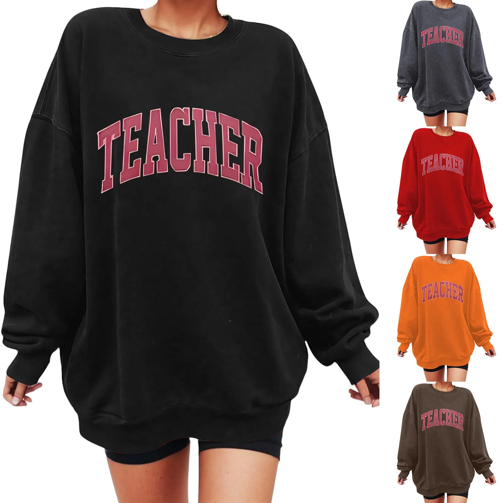 Women Letter Print Hoodless Sweatershirt Round Neck Long Sleeves Pullover Sport Top Ladies Multi Color Oversize Shirt Streetwear
Women Letter Print Hoodless Sweatershirt Round Neck Long Sleeves Pullover Sport Top Ladies Multi Color Oversize Shirt Streetwear