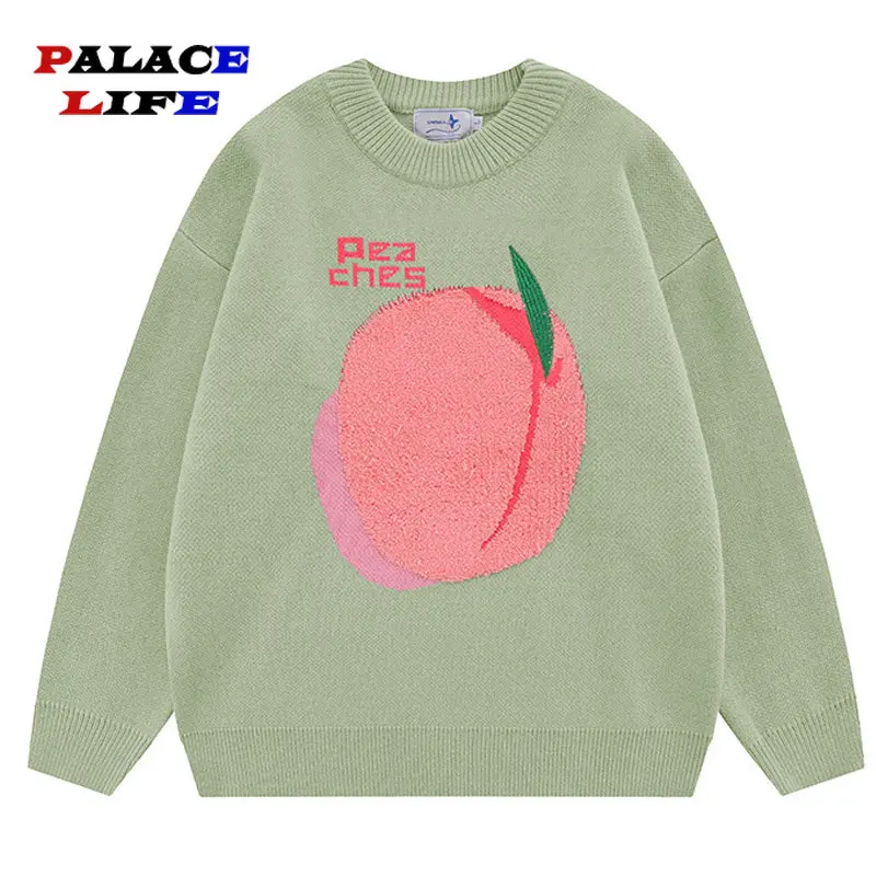 Harajuku Streetwear Men Knitted Pullover Sweaters Fruit Peach Print 2022 Couple Knitwear Sweater Autumn Green Pink Men Clothing
Harajuku Streetwear Men Knitted Pullover Sweaters Fruit Peach Print 2022 Couple Knitwear Sweater Autumn Green Pink Men Clothing