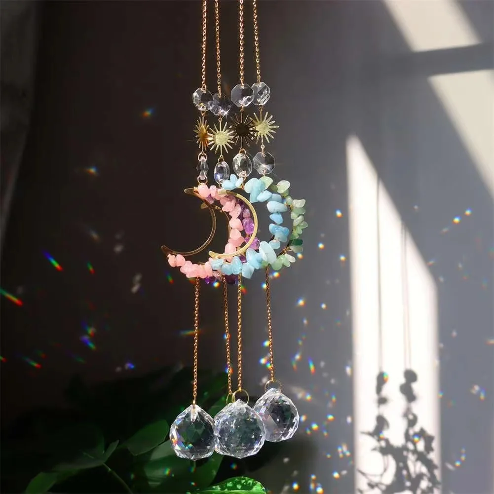 Crystal Sun Catcher Window Hanging Rainbow Maker Prism Moon Suncatcher Healing Crystal Amethyst Pendant Home Yard Decoration
Crystal Sun Catcher Window Hanging Rainbow Maker Prism Moon Suncatcher Healing Crystal Amethyst Pendant Home Yard Decoration