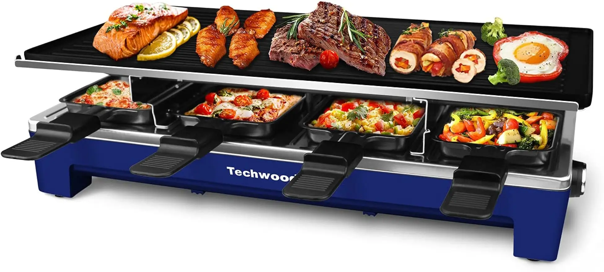 

Korean BBQ grill, removable 2-in-1 non-stick baking pan, 1500W quick heating, 8 cheese melting pans