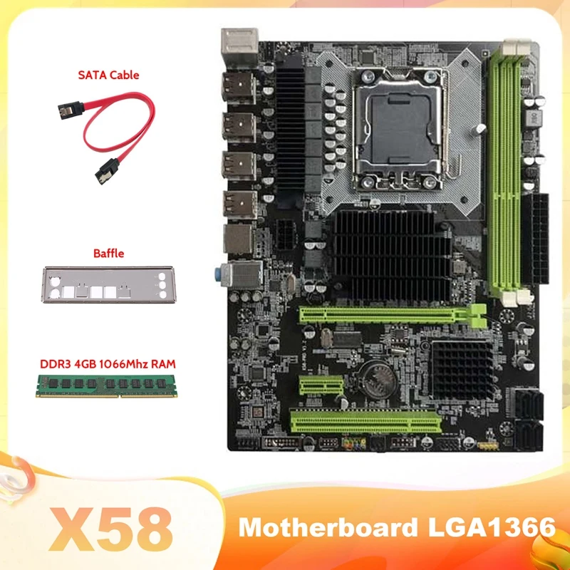 X58 Motherboard LGA1366 Computer Motherboard Support XEON X5650 X5670 Series CPU With DDR3 4GB 1066Mhz RAM+SATA Cable
X58 Motherboard LGA1366 Computer Motherboard Support XEON X5650 X5670 Series CPU With DDR3 4GB 1066Mhz RAM+SATA Cable