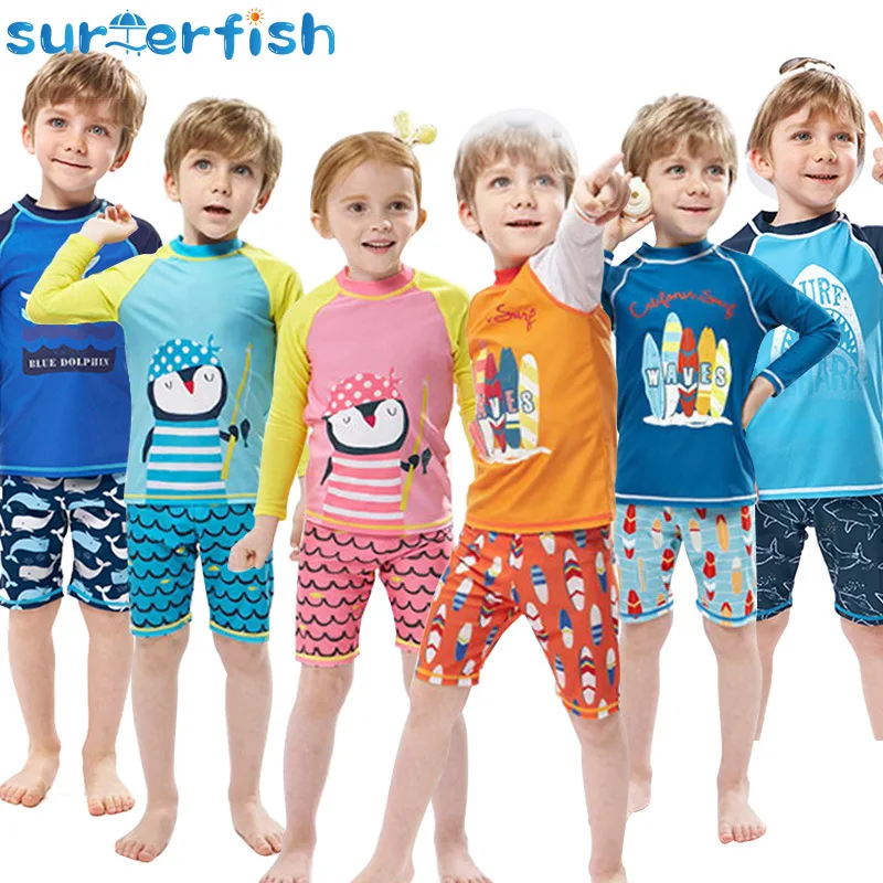 

Kids Boys Swimwear Fashion Swimming Bathing Surfing Beathwear Swimsuit Set Tops+Pants NoCap 2Pcs Children Boys Swimwear Suit Kid