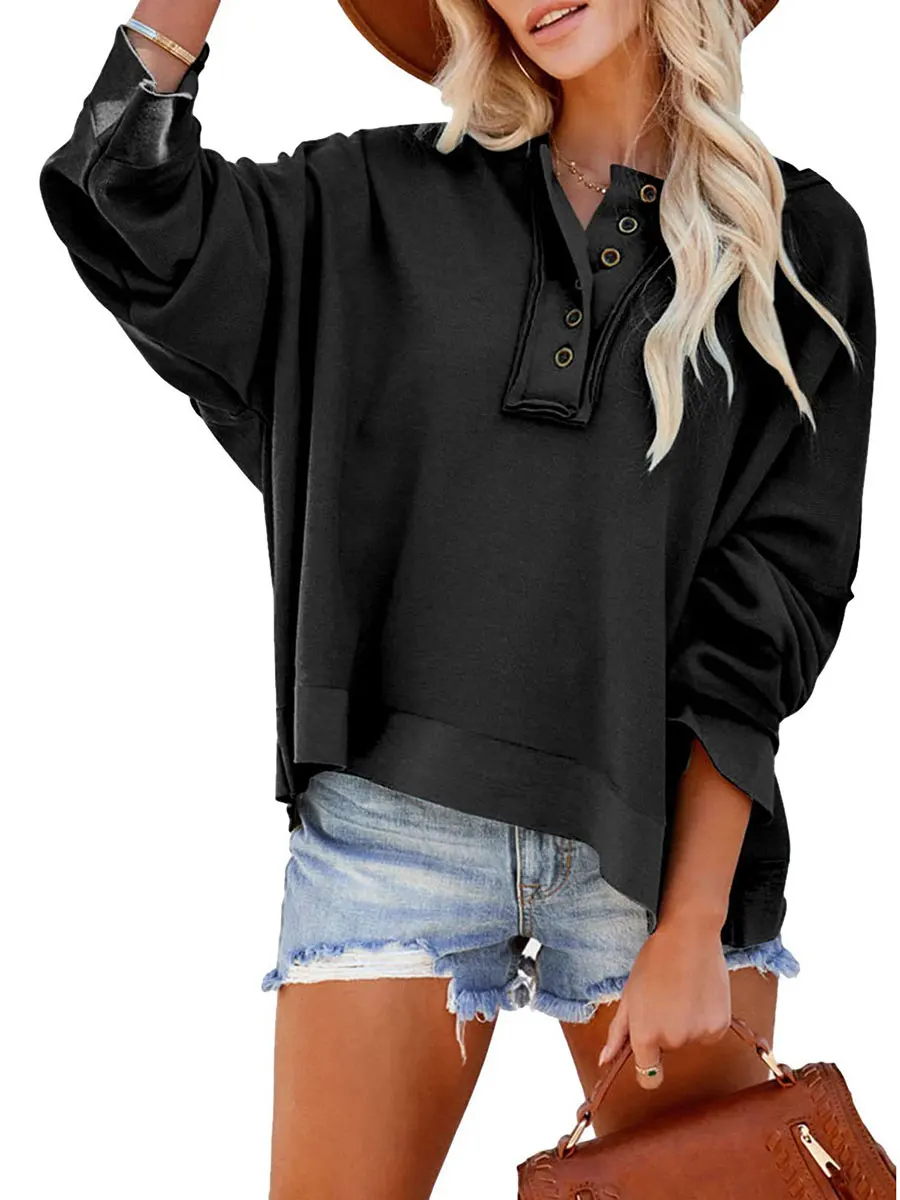 Women Casual Button V Neck Hoodies Long Sleeve Loose Lightweight Oversized Pullover Sweatshirt Hooded Tops
Women Casual Button V Neck Hoodies Long Sleeve Loose Lightweight Oversized Pullover Sweatshirt Hooded Tops