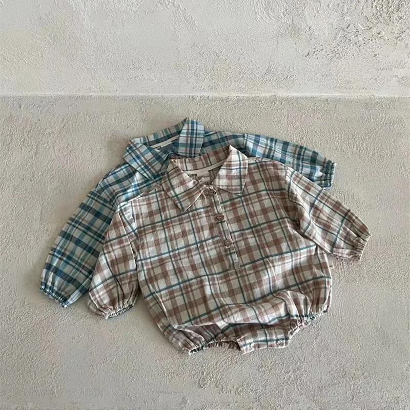 4948B Newborn Clothes Baby Bodysuit 2023 Spring and Autumn Plaid Lapel Boy's Shirt One Piece Clothes Climbing Clothes
4948B Newborn Clothes Baby Bodysuit 2023 Spring and Autumn Plaid Lapel Boy's Shirt One Piece Clothes Climbing Clothes