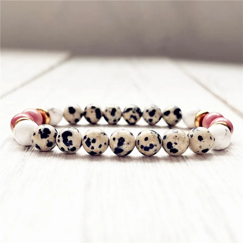 Natural Rhodonite Bracelet Dalmatian Jasper Round Beads Howlite Strand Bangles Fashion Women Gifts Yoga Jewelry
Natural Rhodonite Bracelet Dalmatian Jasper Round Beads Howlite Strand Bangles Fashion Women Gifts Yoga Jewelry
