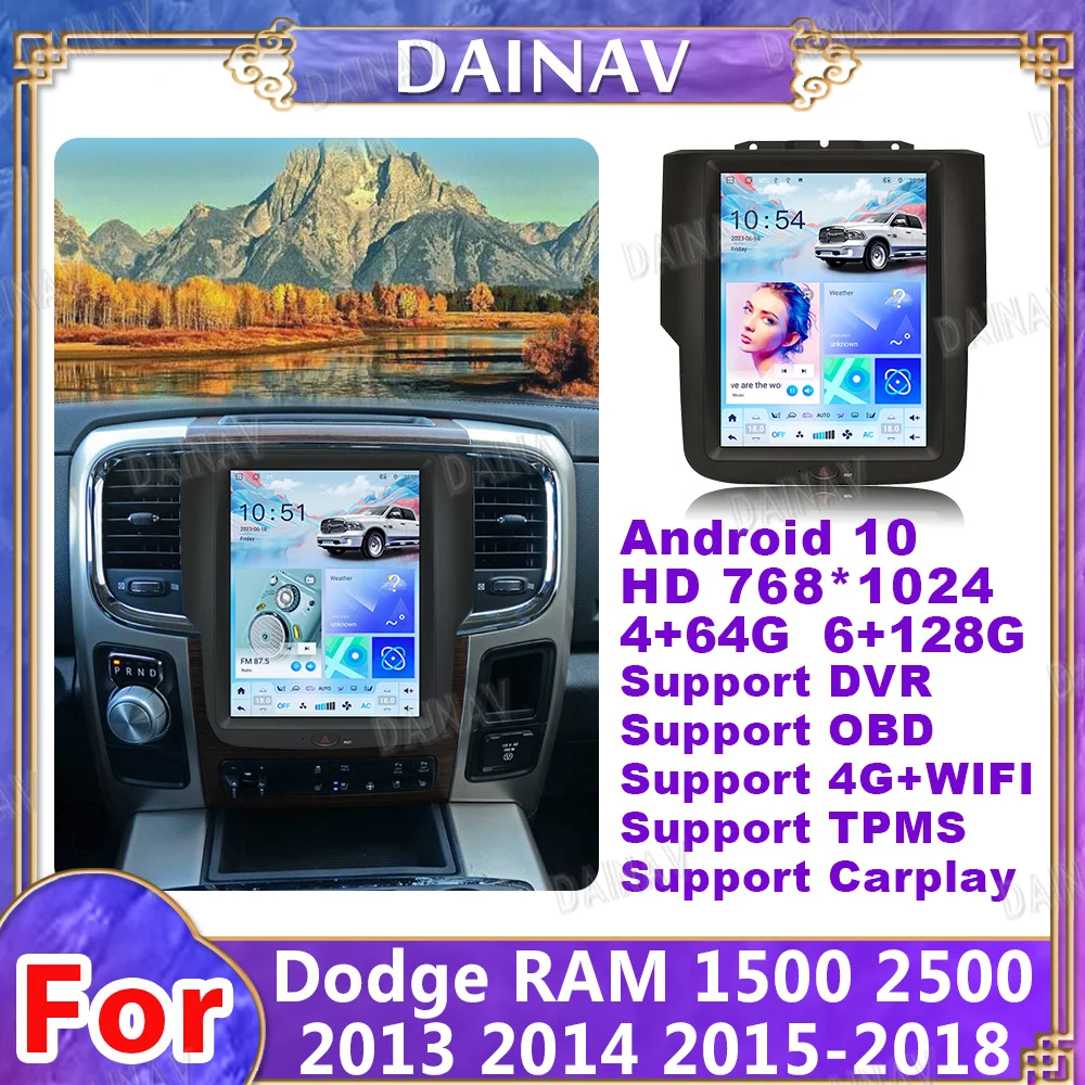Tesla Style Android Auto Car Radio For Dodge RAM 1500 2500 2014 2015 2016-2018 Carplay Touch Screen Stereo Navigation Multimedia
Tesla Style Android Auto Car Radio For Dodge RAM 1500 2500 2014 2015 2016-2018 Carplay Touch Screen Stereo Navigation Multimedia