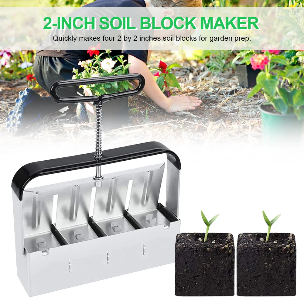 Soil Block Maker 2Inch Handheld Seedling Soil Blocker Mold 4-Cell Soil Blocking Tool with Dibber Handle Reusable Garden Tool
Soil Block Maker 2Inch Handheld Seedling Soil Blocker Mold 4-Cell Soil Blocking Tool with Dibber Handle Reusable Garden Tool