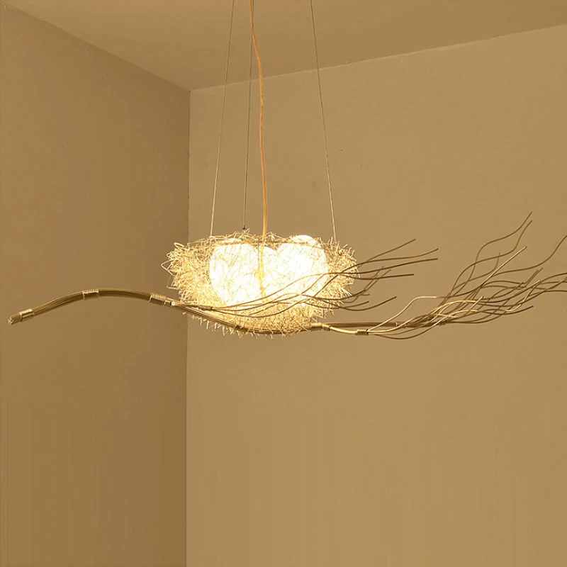 

Led Art Chandelier Pendant Lamp Ceiling Light Nordic Creativity Bird's Nest Tree Branch Lustre Cafe Bar Restaurant Decor Hanging