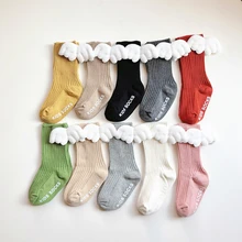 Baby Girls Boys Angel Wing Socks Cotton Short Floor Socks Kids Cute Candy Color Non-Slip Toddler Newborn Socks For 0-3Years