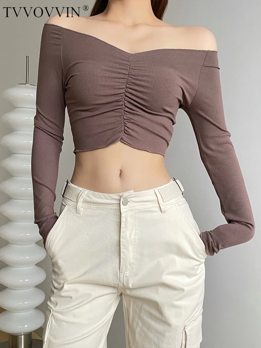 TVVOVVIN Spring and Autumn New Spicy Girls Sexy Off Shoulder Sleeve T-shirt Design with Open Navel and High Waist Women's 3LIJ
TVVOVVIN Spring and Autumn New Spicy Girls Sexy Off Shoulder Sleeve T-shirt Design with Open Navel and High Waist Women's 3LIJ