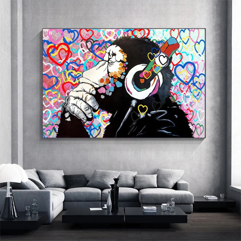 Graffiti Art Monkey In Heart Canvas Art Paintings Posters and Prints Thinking Monkey Wall Art Pictures for Home Decor No Frame
Graffiti Art Monkey In Heart Canvas Art Paintings Posters and Prints Thinking Monkey Wall Art Pictures for Home Decor No Frame