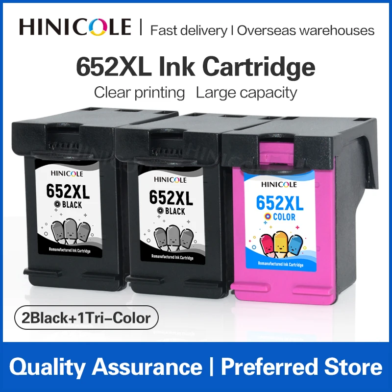 HINICOLE Black & Tri-Color 652XL Ink Cartridge Compatible For HP652 DeskJet 1115 2135 2136 2138 3635 3636 3835 4535 4675 Printer
HINICOLE Black & Tri-Color 652XL Ink Cartridge Compatible For HP652 DeskJet 1115 2135 2136 2138 3635 3636 3835 4535 4675 Printer