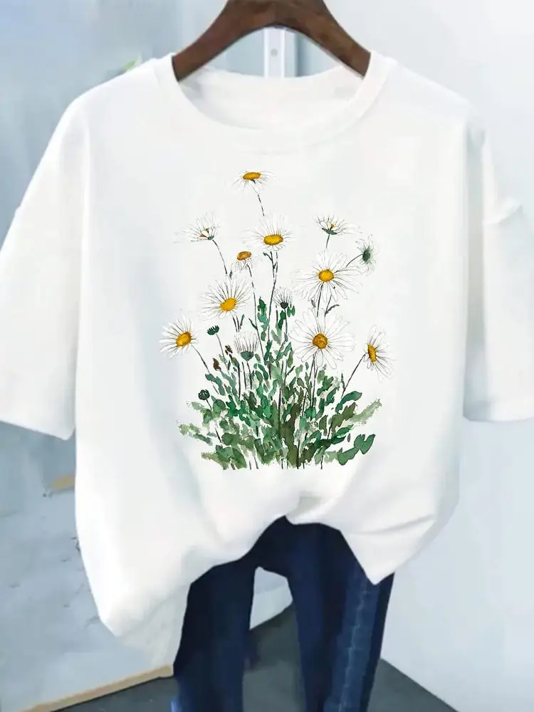 Flower Print Fashion Plant Trend Lovely Style Short Sleeve Women Graphic Tee Summer Tee Clothing Female Clothes Casual T-shirts
Flower Print Fashion Plant Trend Lovely Style Short Sleeve Women Graphic Tee Summer Tee Clothing Female Clothes Casual T-shirts