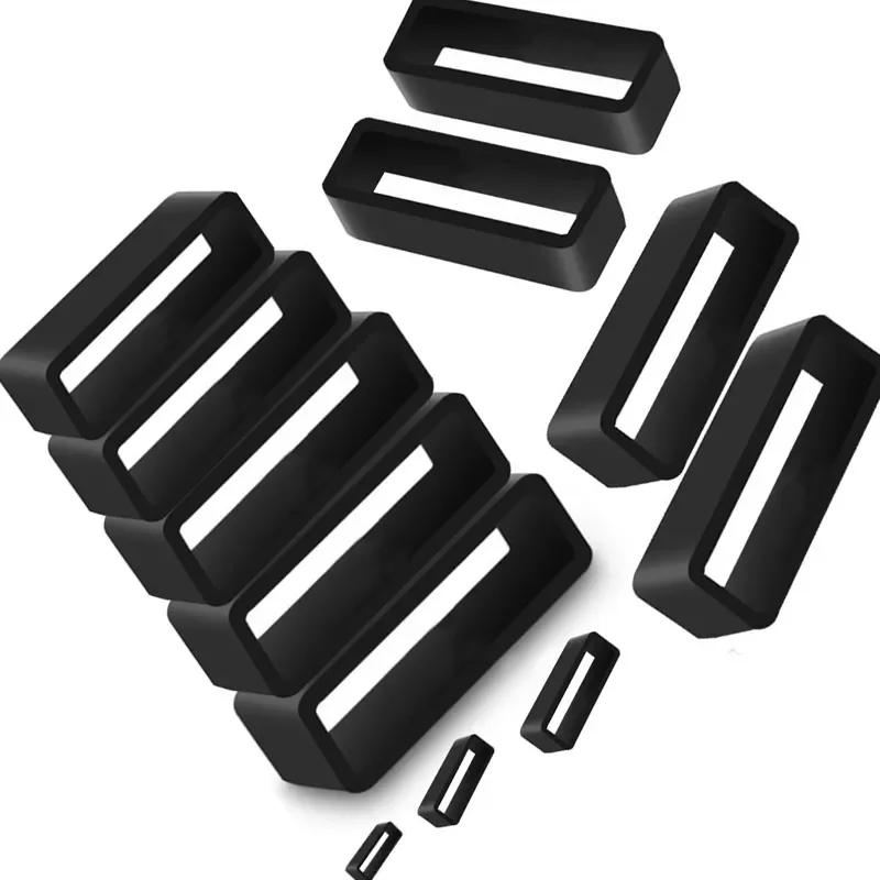 

5Pcs Black Watchbands 12 14 16 18 20 22 24 26 28mm Strap Loop Ring Silicone Rubber Watch Bands Accessories Holder Locker