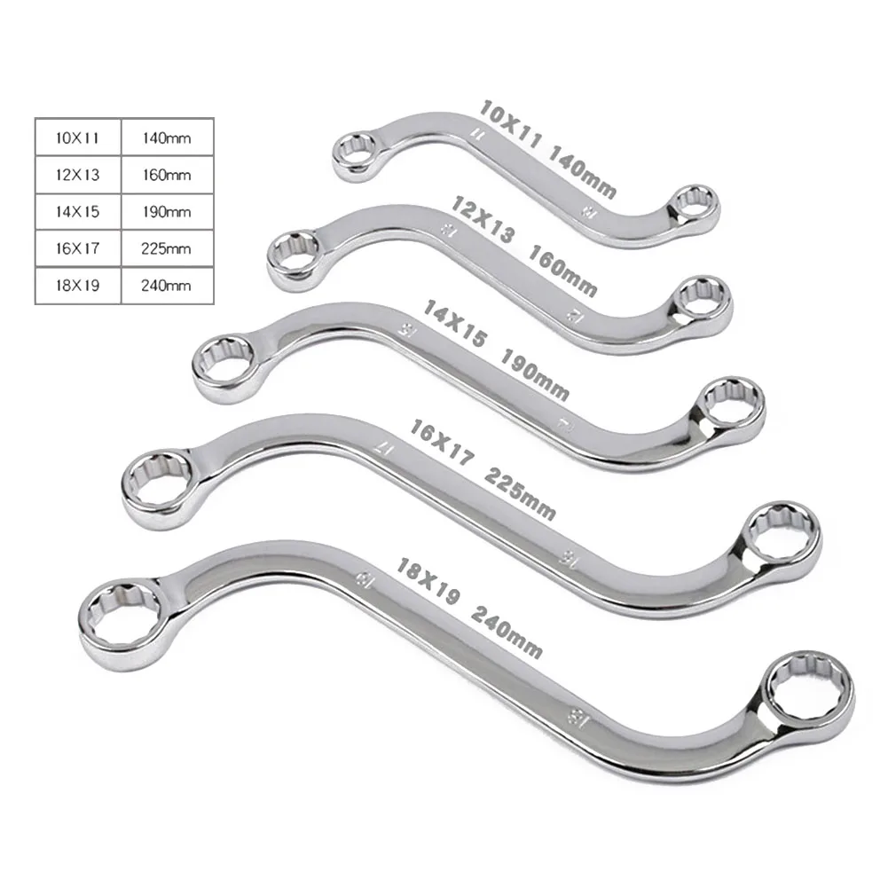 5Pcs/Set S Type Allens Wrench 140Mm-240Mm Combination Double Ended Ring Spanner Plum Plate Curved Machine Fastener Repair Tools
5Pcs/Set S Type Allens Wrench 140Mm-240Mm Combination Double Ended Ring Spanner Plum Plate Curved Machine Fastener Repair Tools