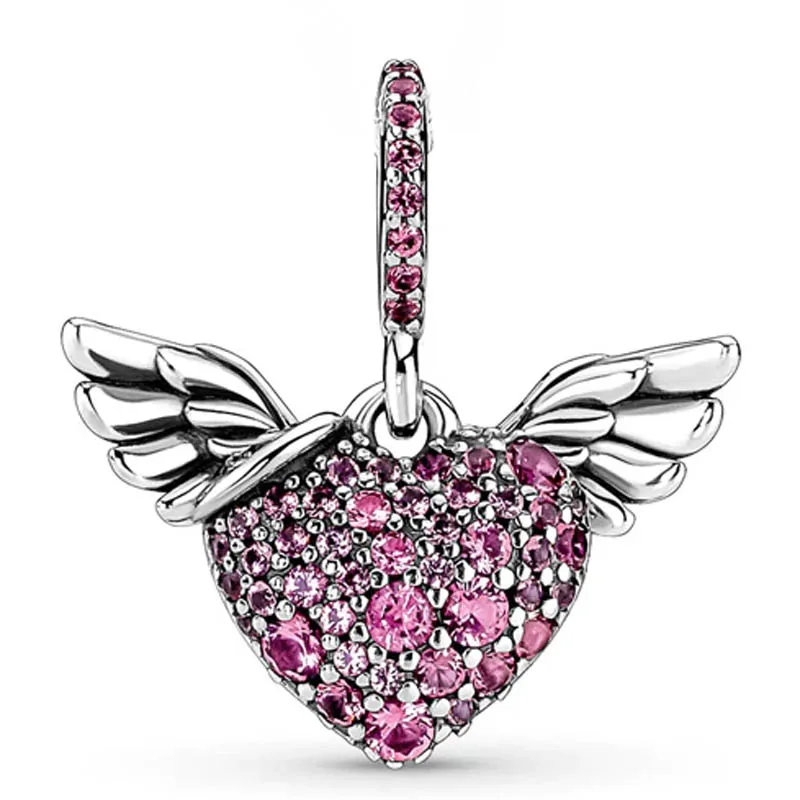 Original 925 Sterling Silver Charm Sparkling Heart & Angel Wings WIth Red Crystal Pendant Bead Fit Popular Bracelet DIY Jewelry
Original 925 Sterling Silver Charm Sparkling Heart & Angel Wings WIth Red Crystal Pendant Bead Fit Popular Bracelet DIY Jewelry