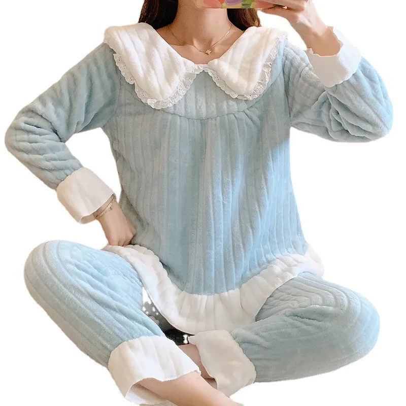 Flannel Pajamas Women Long Sleeved Trousers Sweet Princess Warm Coral Velvet Suit Women 2021 Winter New
Flannel Pajamas Women Long Sleeved Trousers Sweet Princess Warm Coral Velvet Suit Women 2021 Winter New
