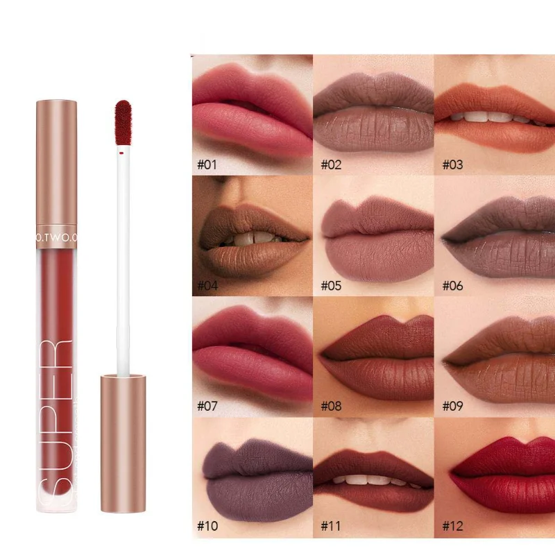 

O.TWO.O Pigment for Lip Gloss Matte Velvet Makeup Waterpoof Long Lasting Liquid Lipstick Nude Brown Red Color for Women 9134