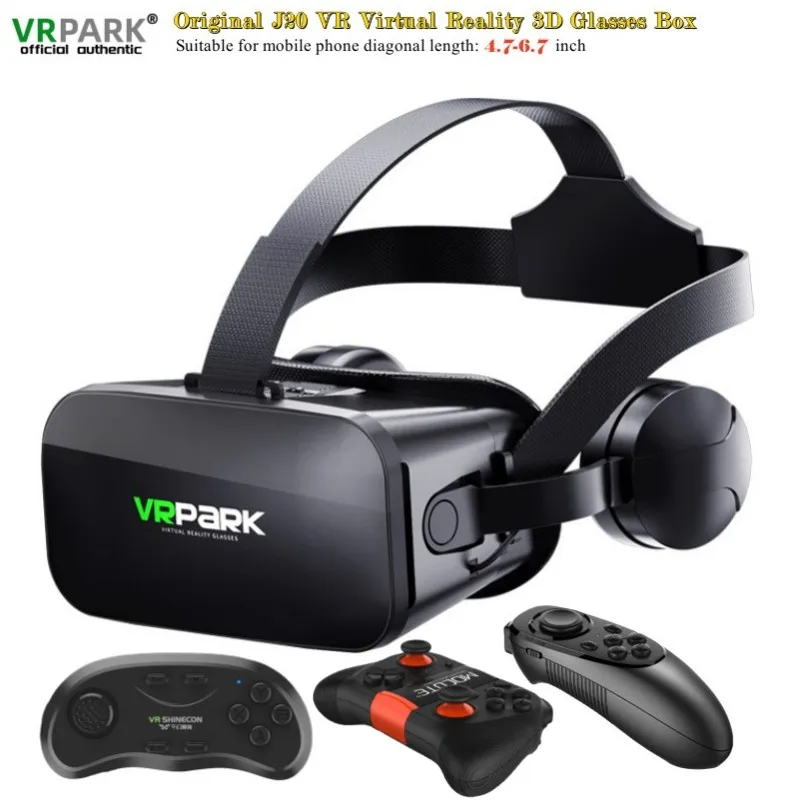 

Original J20 4K Virtual Reality 3D Glasses Box Stereo VR Google Cardboard Headset Helmet for IOS Android Phone Max 6.7",Rocker