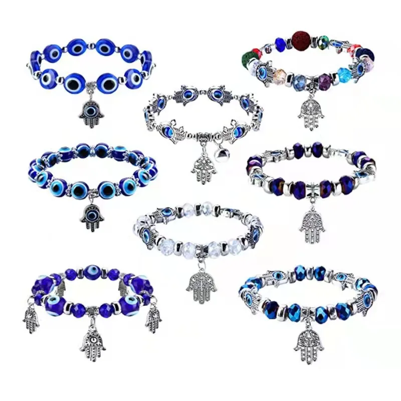 Charm Devil's Eye Palm Pendant Bead Bracelet European and American Fashion Valentine's Day Jewelry Gift Evil Eye Color Bracelet
Charm Devil's Eye Palm Pendant Bead Bracelet European and American Fashion Valentine's Day Jewelry Gift Evil Eye Color Bracelet
