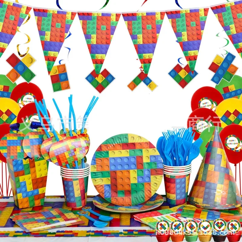 New Building Blocks Disposable Tableware Sets Kid Boys Birthday Party Decorations Paper Plate Cup Straw Tablecloth
New Building Blocks Disposable Tableware Sets Kid Boys Birthday Party Decorations Paper Plate Cup Straw Tablecloth