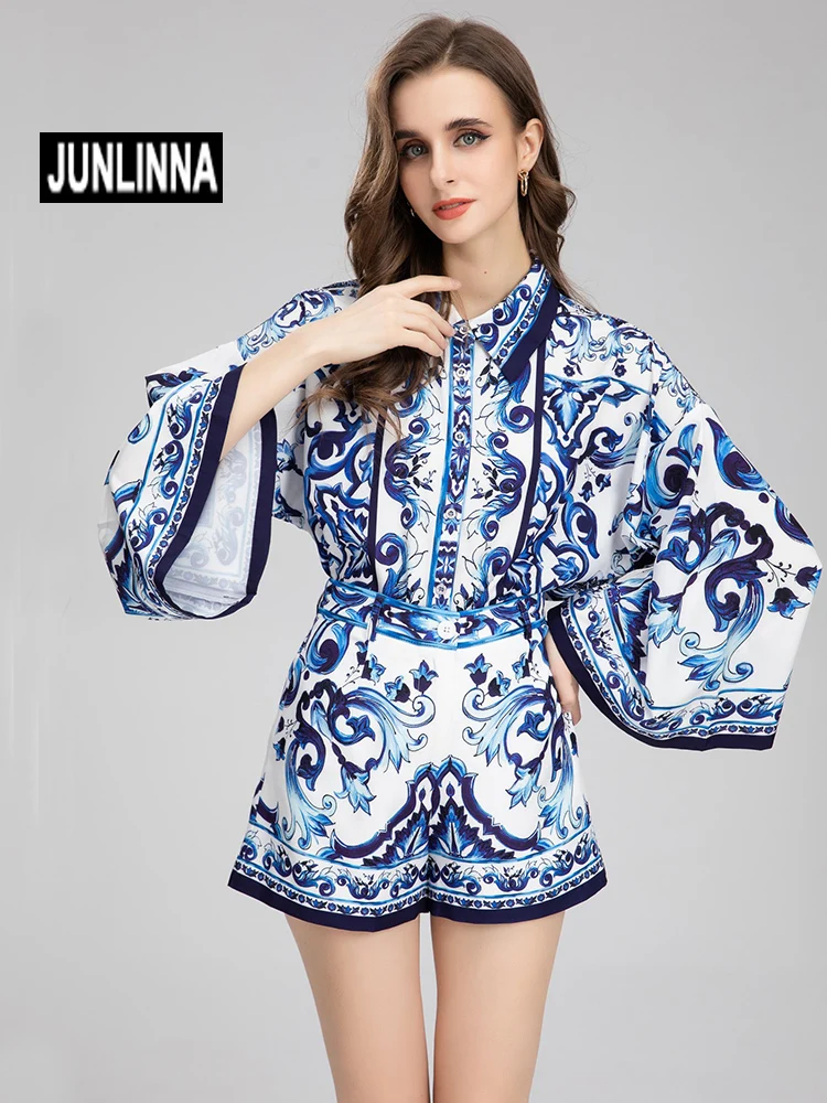 Женский комплект из двух предметов JUNLINNA, элегантный комплект из рубашки и шорт с фарфоровым принтом, лето-осень
Женский комплект из двух предметов JUNLINNA, элегантный комплект из рубашки и шорт с фарфоровым принтом, лето-осень