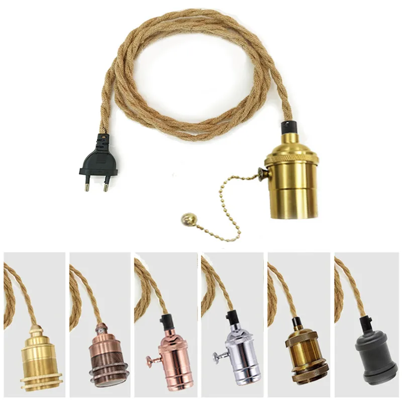 EU Plug Hemp Rope Power Cord E27 Edison bulb Socket 2/3 Meters Vintage Hanging Light Wire With ON/OFF Switch For Retro Lamps
EU Plug Hemp Rope Power Cord E27 Edison bulb Socket 2/3 Meters Vintage Hanging Light Wire With ON/OFF Switch For Retro Lamps