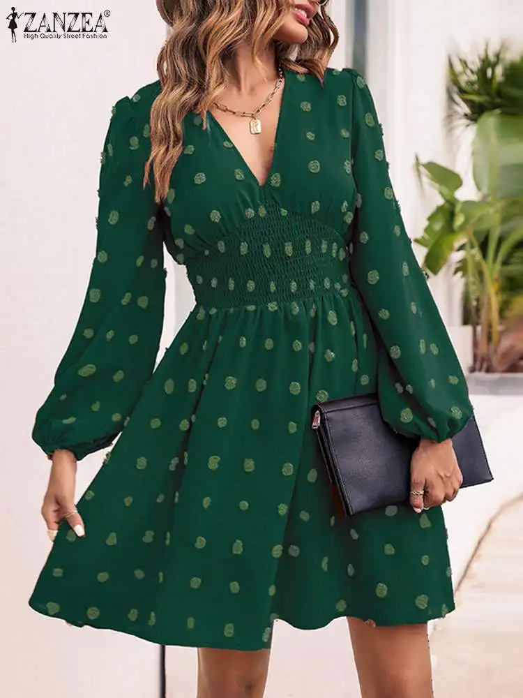2022 Fashion Bohemian Mini Dress Women's Elegant V Neck Vestidos ZANZEA Holiday Polka Dot Vestidos Casual Spring Summer Dresses
2022 Fashion Bohemian Mini Dress Women's Elegant V Neck Vestidos ZANZEA Holiday Polka Dot Vestidos Casual Spring Summer Dresses