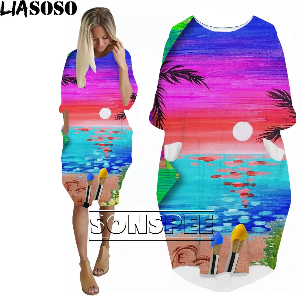 LIASOSO Women's Long Sleeve Colorful 3D Print Hawaiian Seaside Holiday Style Pocket Women Loose Dress Casual Robe Women 2022
LIASOSO Women's Long Sleeve Colorful 3D Print Hawaiian Seaside Holiday Style Pocket Women Loose Dress Casual Robe Women 2022