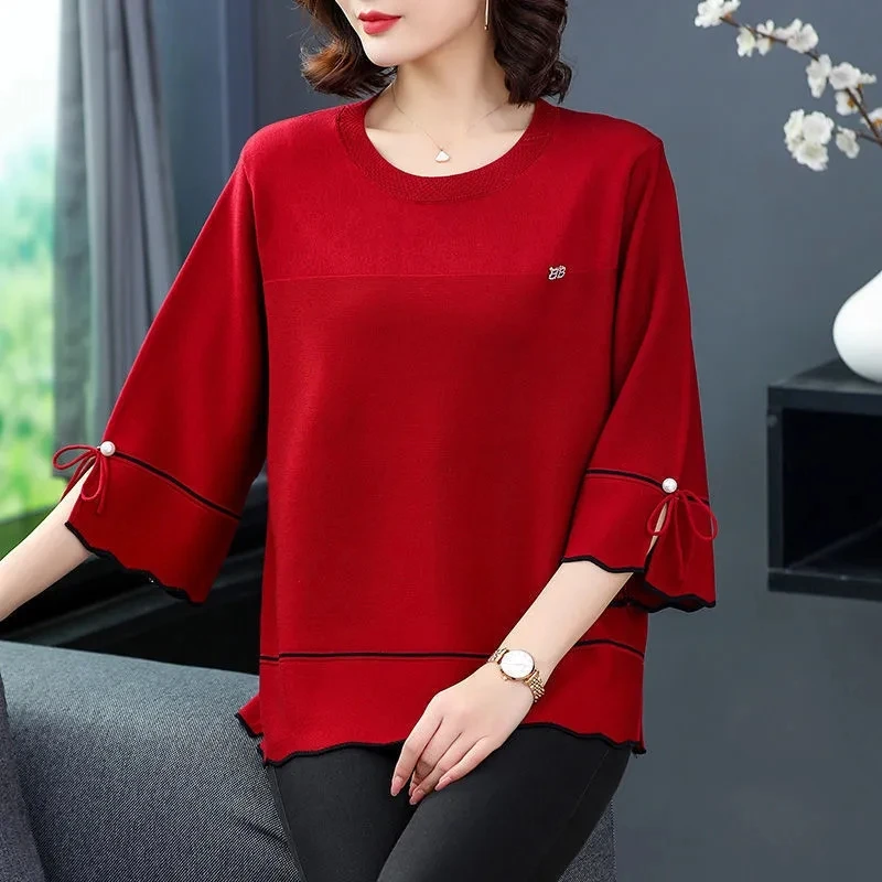 Middle Aged Women's Sweater Korean Loose Knitted Pullovers 5XL 6XL Spring Autumn Three Quarter Sweater Female Knitting Tops
Middle Aged Women's Sweater Korean Loose Knitted Pullovers 5XL 6XL Spring Autumn Three Quarter Sweater Female Knitting Tops