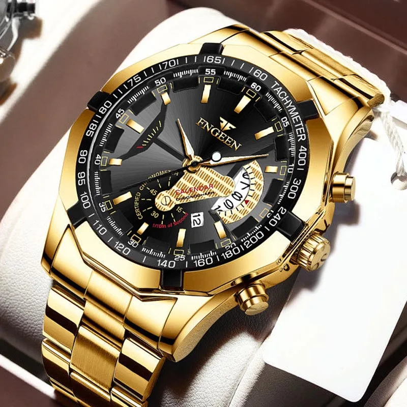 Men Watches Stainless Steel Waterproof Wrist Watches for Men Gold Quartz Wristwatches Chronograph Mens Watches Top Brand Luxury
Men Watches Stainless Steel Waterproof Wrist Watches for Men Gold Quartz Wristwatches Chronograph Mens Watches Top Brand Luxury