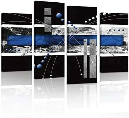 Large Black Blue Canvas - 4 Panels Modern Abstract Picture Set for Home Decoration - Contemporary Painting Artwork Ready to Ha
Large Black Blue Canvas - 4 Panels Modern Abstract Picture Set for Home Decoration - Contemporary Painting Artwork Ready to Ha
