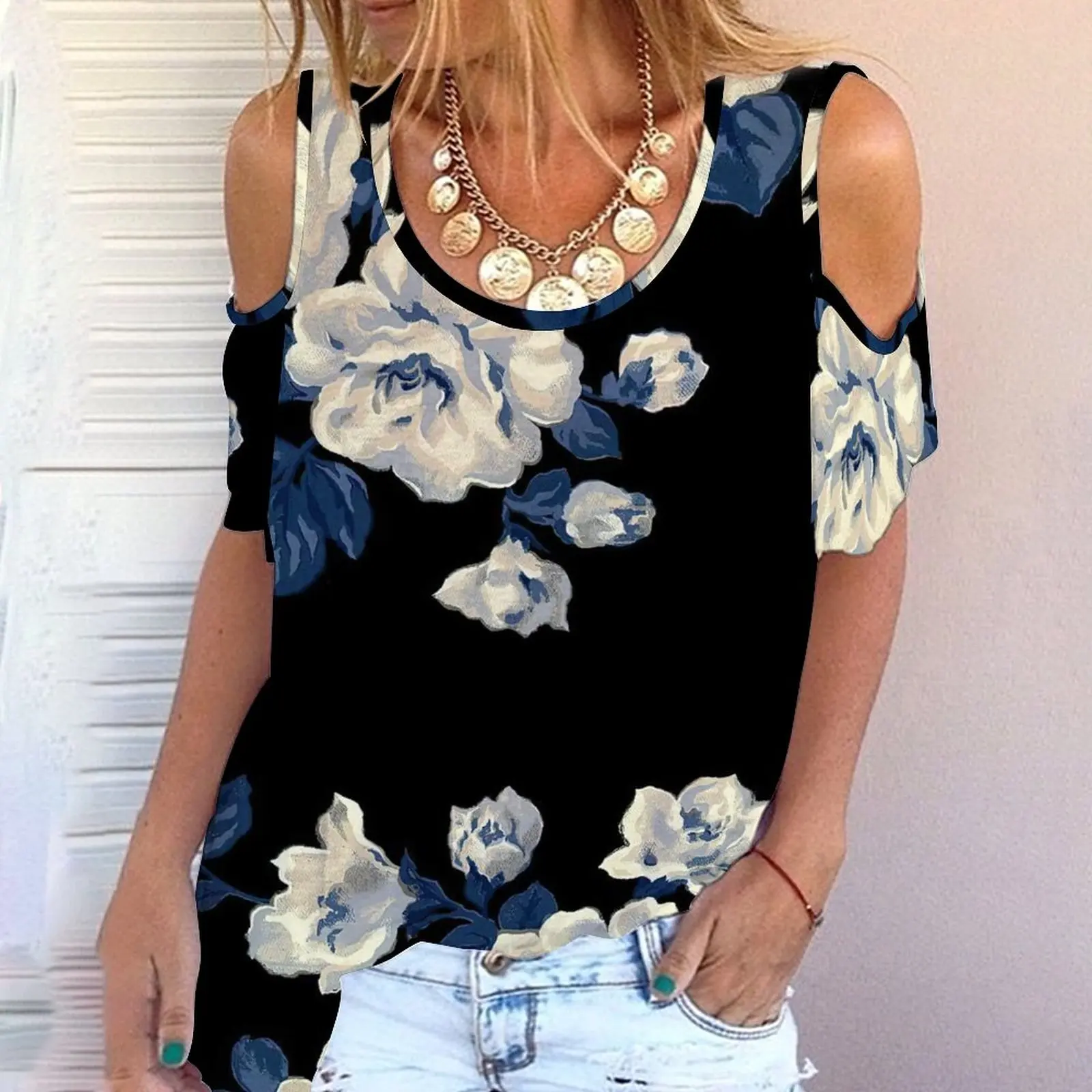 2022 European and American T-shirt women's off shoulder Floral Rose off shoulder o-neck short sleeve T-shirt
2022 European and American T-shirt women's off shoulder Floral Rose off shoulder o-neck short sleeve T-shirt