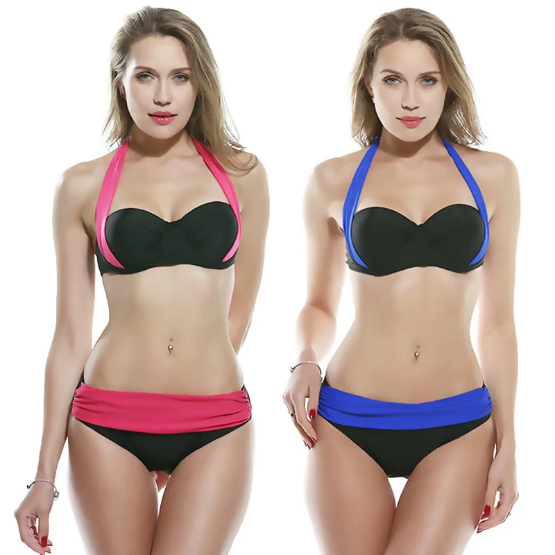 2022 New Hot Sale Bikini Swimwear Women 2 Pieces European and American Sexy Colorblock Halter Swimsuit Beach Suit
2022 New Hot Sale Bikini Swimwear Women 2 Pieces European and American Sexy Colorblock Halter Swimsuit Beach Suit