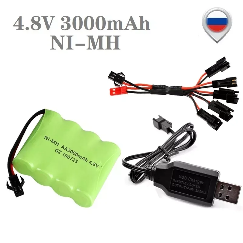 4.8v 3000mah Battery + USB Charger For Rc Cars Tanks Robots Boats Truck Guns toys NiMH AA 4.8v Rechargeable Battery Pack
4.8v 3000mah Battery + USB Charger For Rc Cars Tanks Robots Boats Truck Guns toys NiMH AA 4.8v Rechargeable Battery Pack