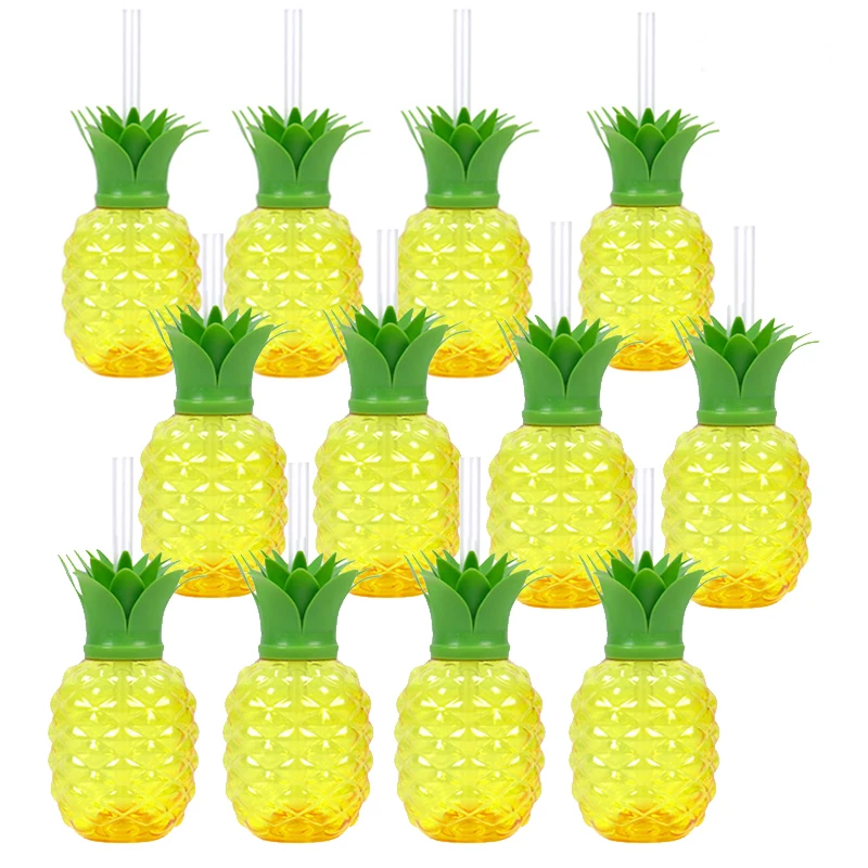 

6/12pcs Hawaiian Party Decoration Pineapple Strawberry Drinking Cup Juice Cups Hawaii Luau Birthday Summer Tropical Party Decor