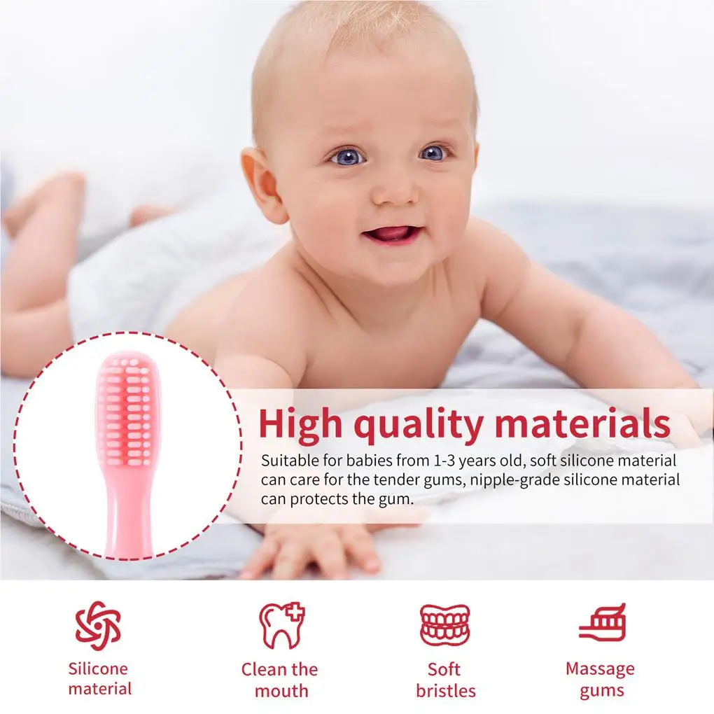 Baby and Toddler Toothbrush Silicone and PP Material Food Grade Silicone Soft for Infant Toddlers Baby Baby Oral Care Set 
Baby and Toddler Toothbrush Silicone and PP Material Food Grade Silicone Soft for Infant Toddlers Baby Baby Oral Care Set