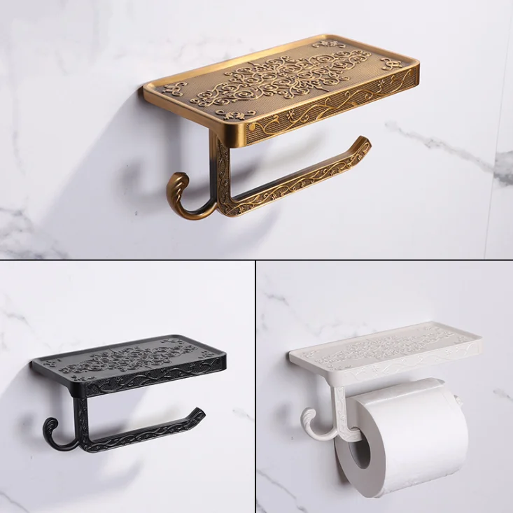 Bathroom Hardware Set White Paper Mobile Phone Holder Space Aluminum Antique Roll Holder with Shelf Toilet Paper Box Wall Mount
Bathroom Hardware Set White Paper Mobile Phone Holder Space Aluminum Antique Roll Holder with Shelf Toilet Paper Box Wall Mount
