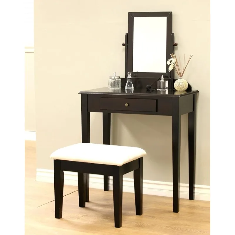 

Frenchi Furniture Wood 3 Pc Vanity Set Mirrors for Bedroom（White/Mahogany）optional