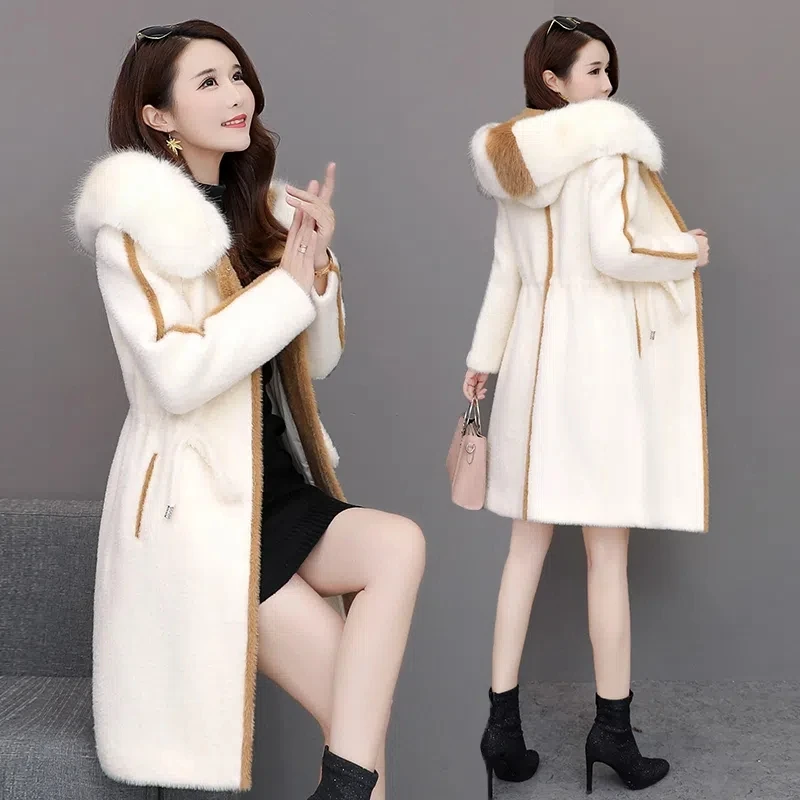 Imitation Mink Fleece Jackets Womens Autumn Winter Thicken Warm Hooded Woolen Coat High End Lady Gold Mink Velvet Wool Overcoat
Imitation Mink Fleece Jackets Womens Autumn Winter Thicken Warm Hooded Woolen Coat High End Lady Gold Mink Velvet Wool Overcoat