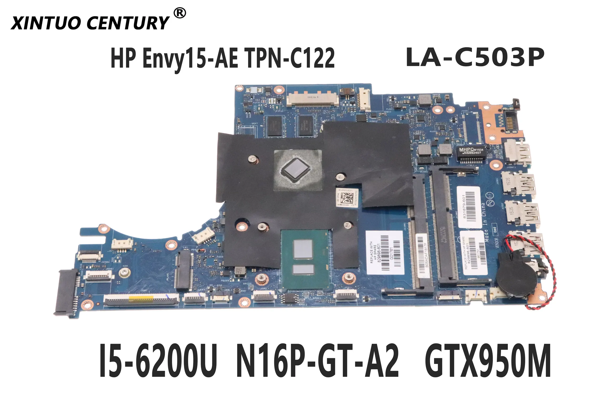 

850634-601 850634-501 For HP Envy TPN-C122 15-ae Laptop Motherboard ASW50 LA-C503P W/ I5-6200U N16P-GT-A2 100% tested working