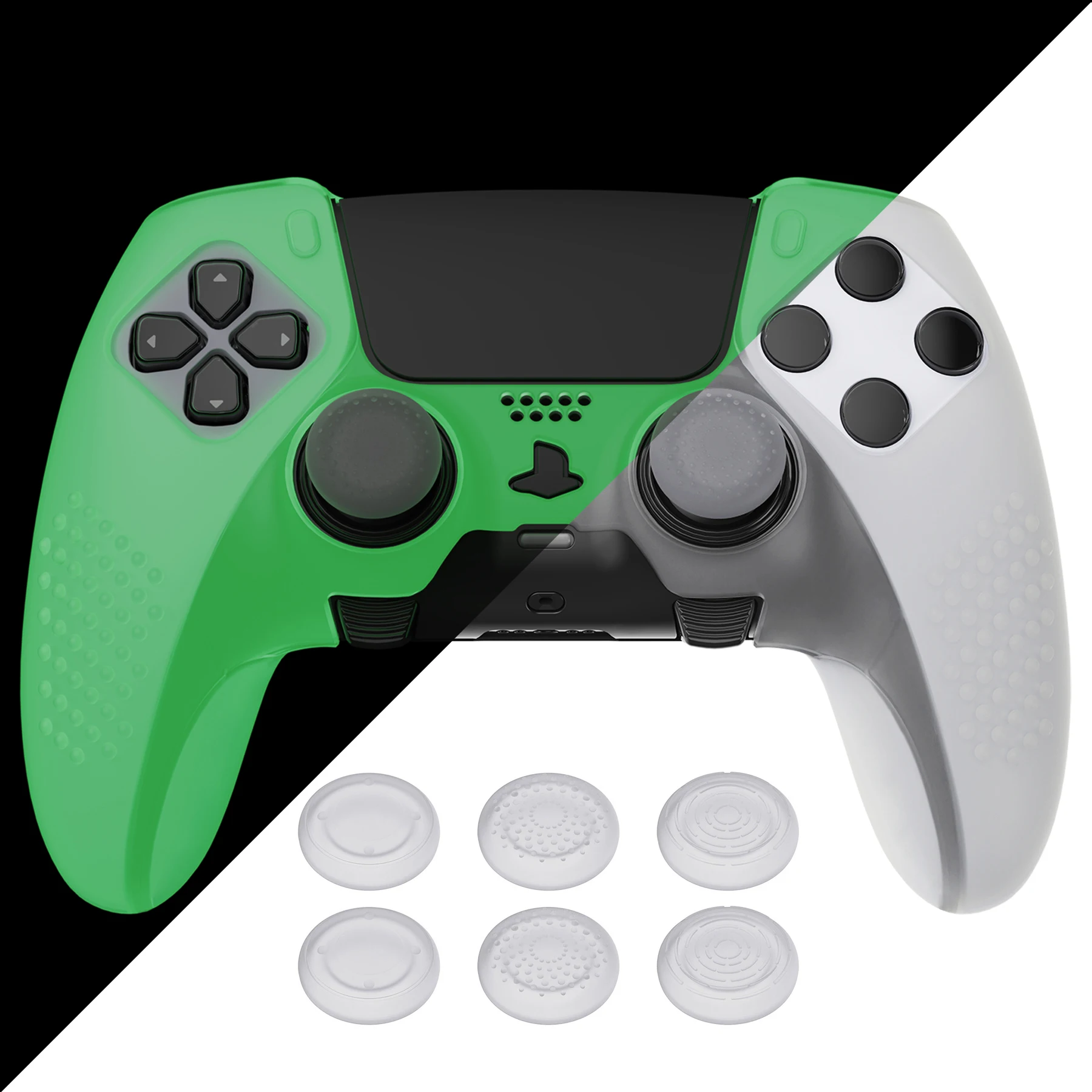 PlayVital 3D Studded Edition Anti-Slip Silicone Cover for ps5 Edge Controller Skin with 6 Thumb Grip Caps - Glow in Dark Green
PlayVital 3D Studded Edition Anti-Slip Silicone Cover for ps5 Edge Controller Skin with 6 Thumb Grip Caps - Glow in Dark Green