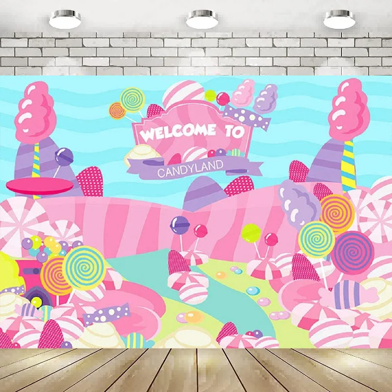 Candyland Lollipop Birthday Backdrop Girl Sweet Candy Party Decor Princess Rainbow Donut ice Cream Photography Background Bann
Candyland Lollipop Birthday Backdrop Girl Sweet Candy Party Decor Princess Rainbow Donut ice Cream Photography Background Bann